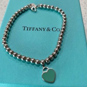 Tiffany Blue Heart Tag Bead Bracelet size Medium